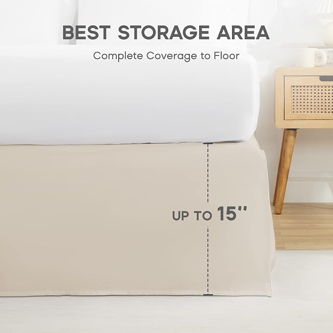 SONIVE Queen Bed Skirt, Classic Tailored Easy Fit Brushed Microfiber Skirts - Image 5