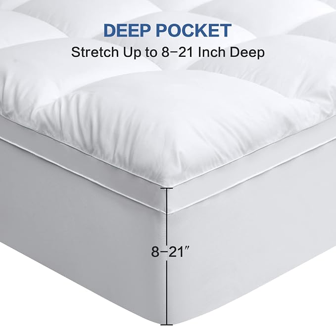 COHOME Full Size Mattress Topper Extra Thick Cooling Mattress Pad 400TC Cotton - Image 5