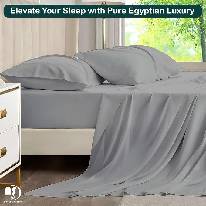 NON Sticky cotton Twin Size Sleeper Sofa Sheets, 4 Piece Egyptian Cotton Bed - Image 5