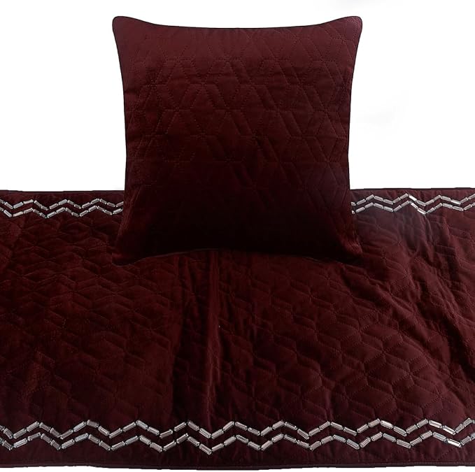 The HomeCentric King Queen Twin Deep Wine Decorative King 90"x18" Bed Runner - Image 2