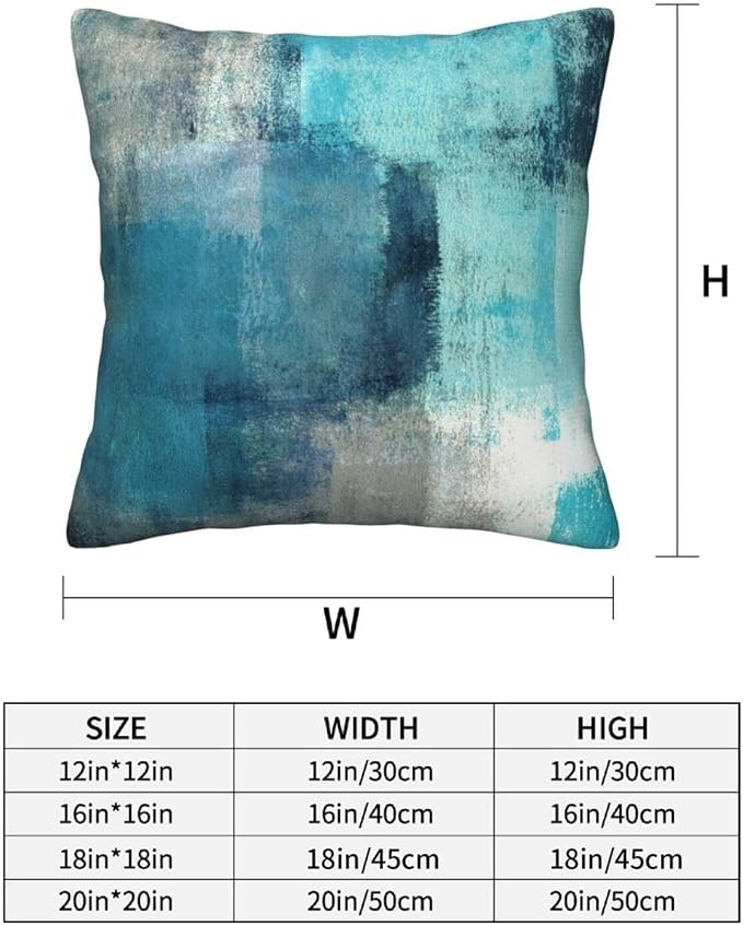bassyil Teal Grey Abstract Art Painting Throw Pillow Covers Decorative Linen - Image 3
