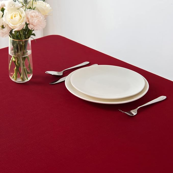 maxmill Square Tablecloth Slubby Texture Stain Resistant Waterproof Wrinkle - Image 3