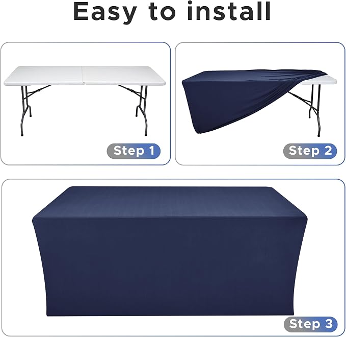 Nasitos 2 Pack - 48 x 24 Inch Navy Rectangle Tablecloths - Image 4