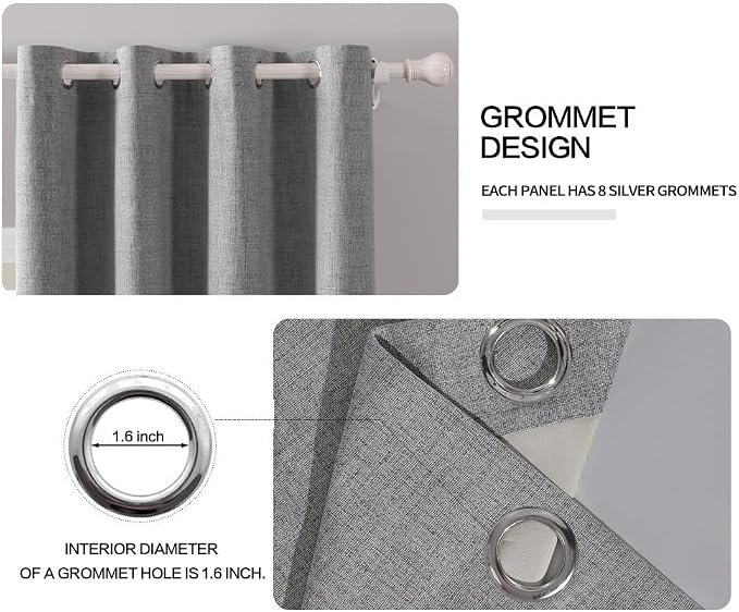 MIULEE Linen Blackout Curtains and Drapes 100% Room Darken Thermal Insulated - Image 4