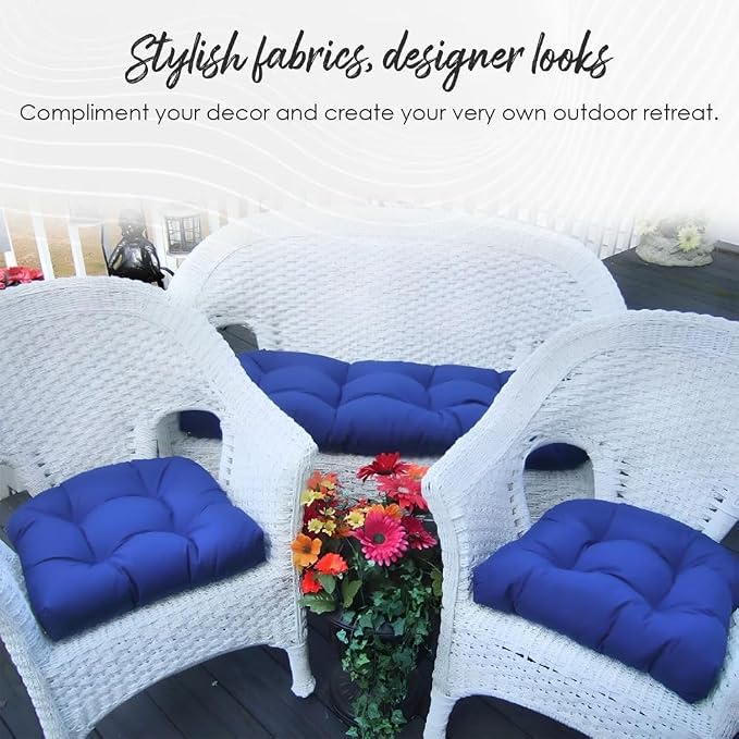 RSH DECOR: Tufted U-Shape Wicker Seat Cushions Set of 2 | 19” x 19” | - Image 5