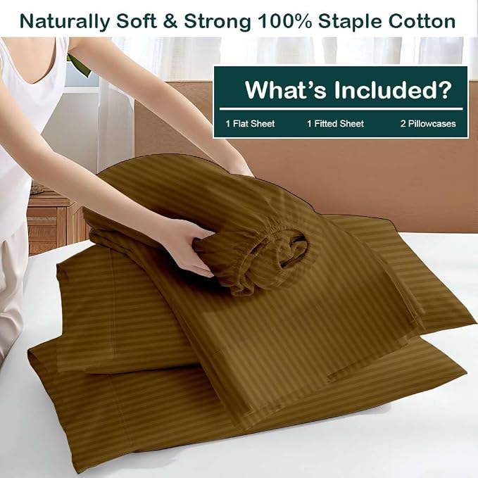 NON Sticky cotton Queen Size Sleeper Sofa Sheets, 4 Piece Egyptian Cotton Bed - Image 3