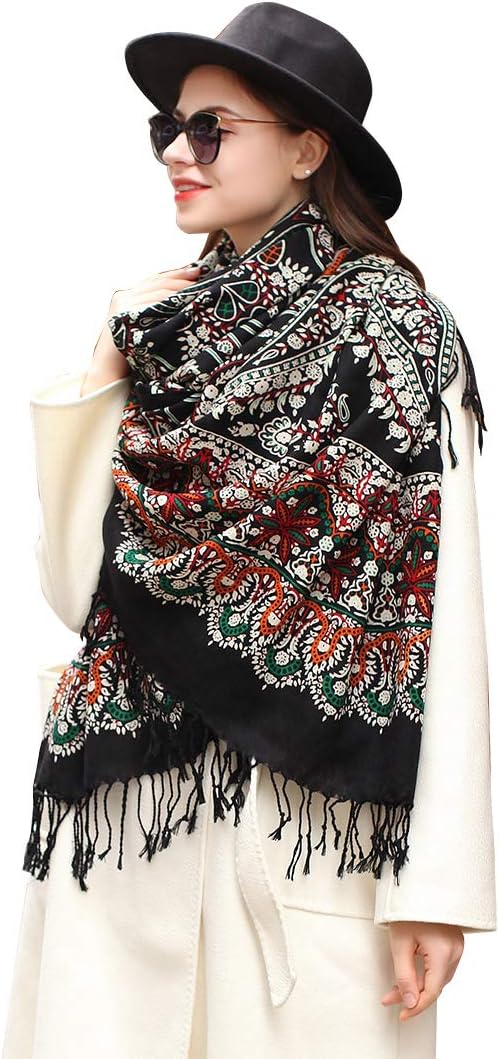 DANA XU 100% Merino Wool Extra Large Pashmina Blanket Travel Scarf Cashmere Wrap by DANAXU