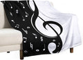 Music Blanket Abstract Funny Black White Music Note Art Printed Soft Cozy by JADERYS