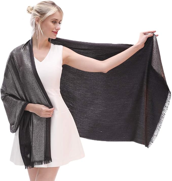 LMVERNA Women's Sparkling Metallic Soft Pashmina Shawls and Wraps Scarf in by LMVERNA