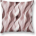 Pink Throw Pillow Covers Modern Abstract Pink and Grey Striped Decorations by MYS+QiQi