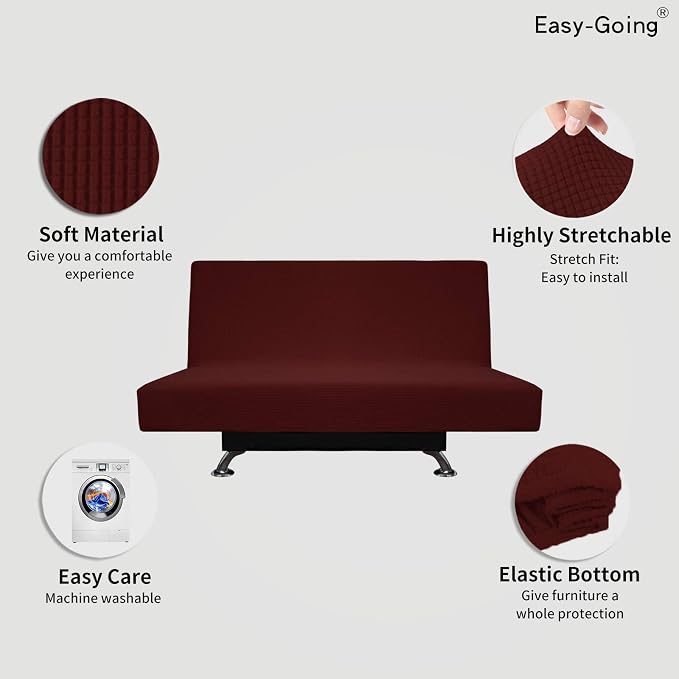 Easy-Going Stretch Futon Slipcover Armless Futon Bed Cover Furniture Protector - Image 3