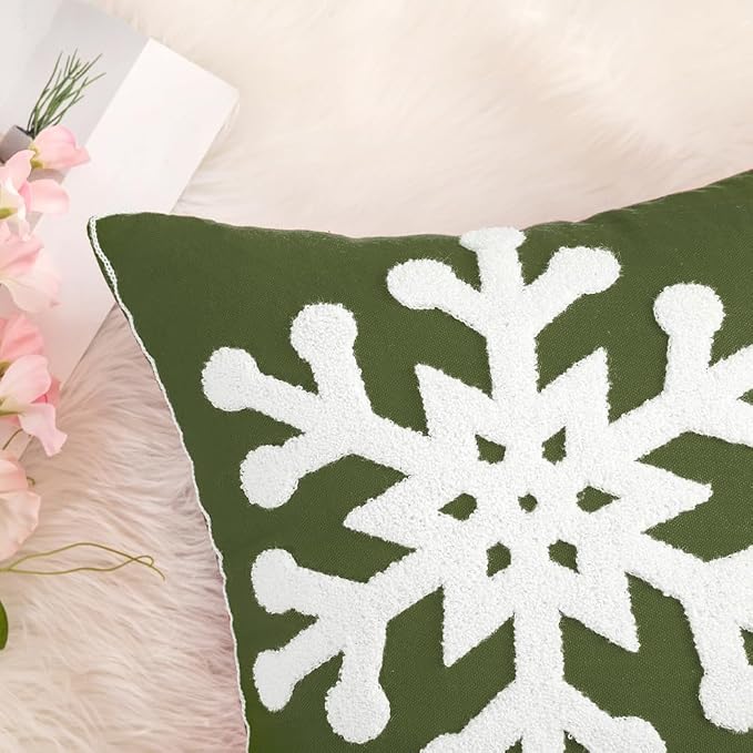 MIULEE Pack of 2 Christmas Decorative Snowflake Throw Pillow Covers Canvas - Image 2