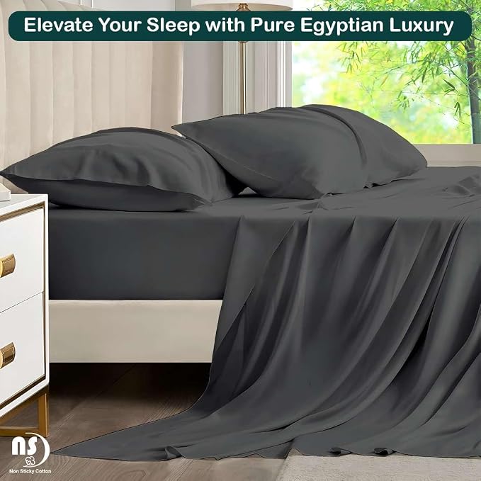 NON Sticky cotton Queen Size Sleeper Sofa Sheets, 4 Piece Egyptian Cotton Bed - Image 5