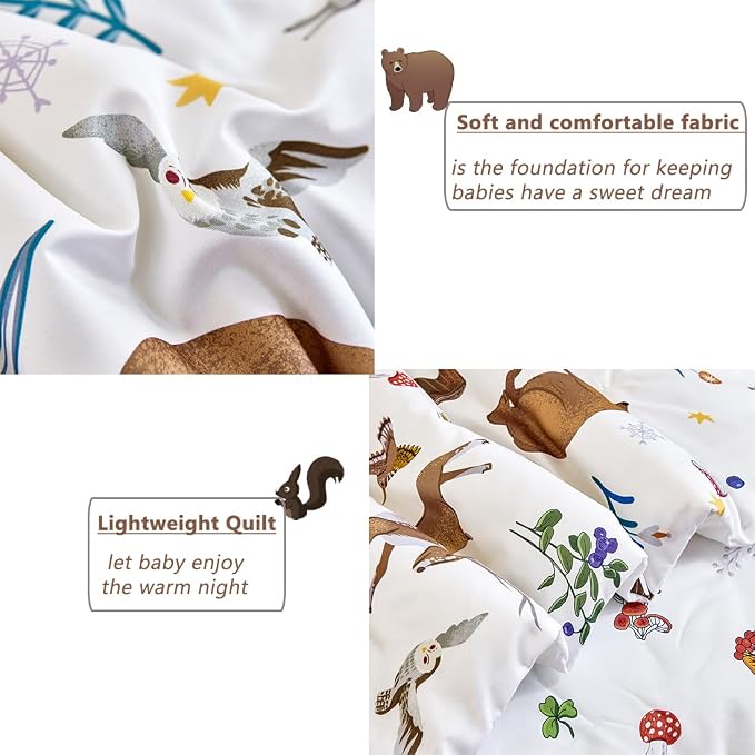 PERFEMET 4-Piece Toddler Bedding Set-Reversible Woodland Animal Toddler Bed Sets - Image 6