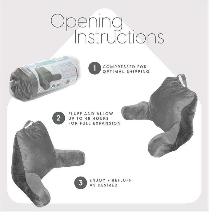 Milliard Reading Pillow with Arms, Shredded Memory Foam Back Pillow - Image 7