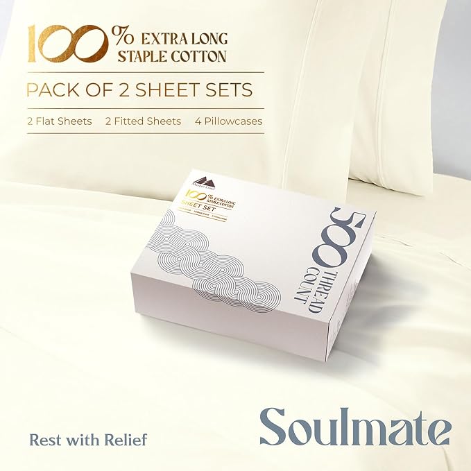 Mayfair Linen 100% Egyptian Cotton 2 Pack Twin XL Sheet Set - Image 4
