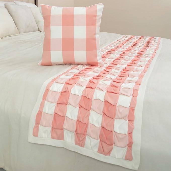 The HomeCentric King/Queen/Twin Peach Pink Decorative CA King 86"x18" Bed Runner - Image 4