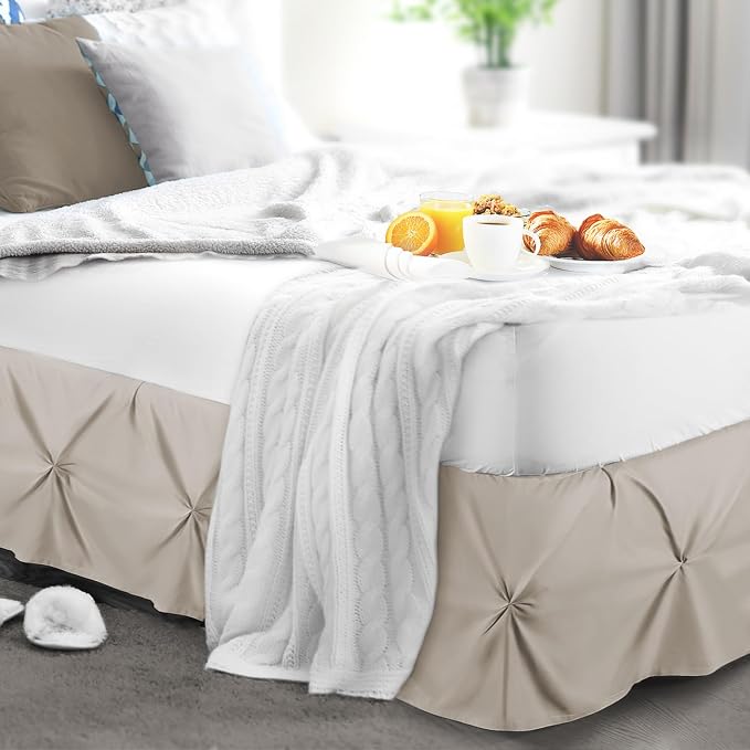 Nestl Linen Bed Skirt Twin Size, Pinch Pleat Twin Bed Skirt, Hotel Quality - Image 8