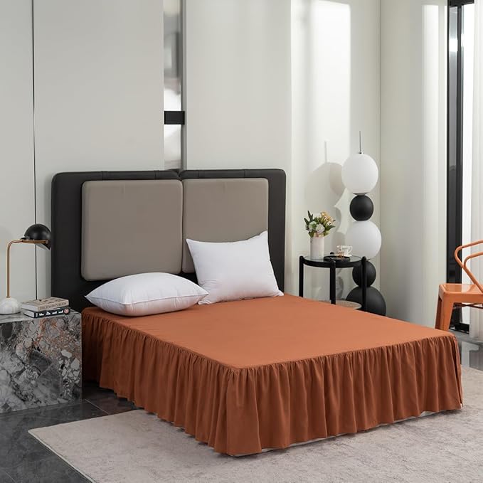 Terracotta Bed Skirt King Size Ruffled Bed Skirt - Image 7