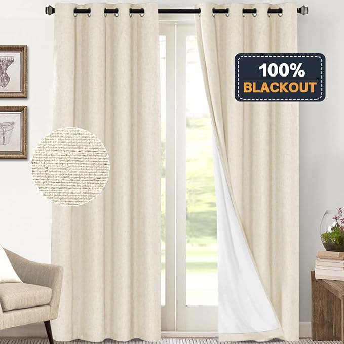 PrinceDeco 100% Blackout Curtains 108 Inches Long 2 Panels Set - Image 2