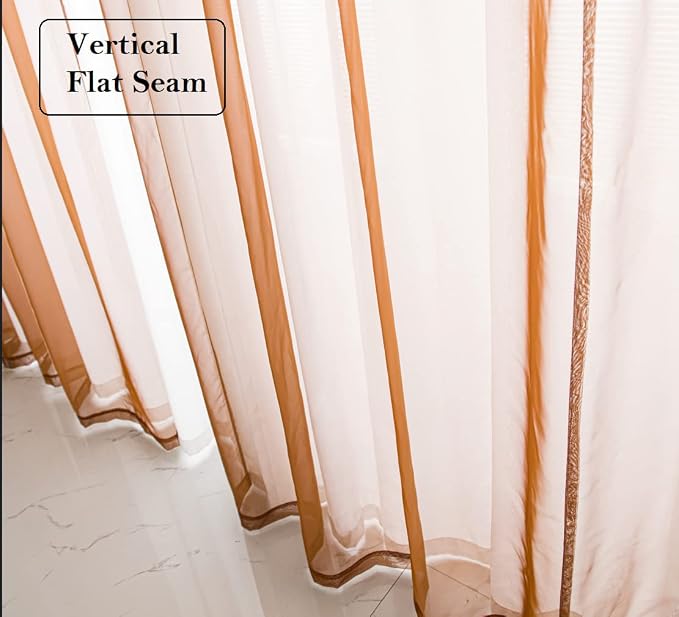 PI Borwn Sheer Curtains with Grommet, Airy Sheer Voile Light Filter Window - Image 5