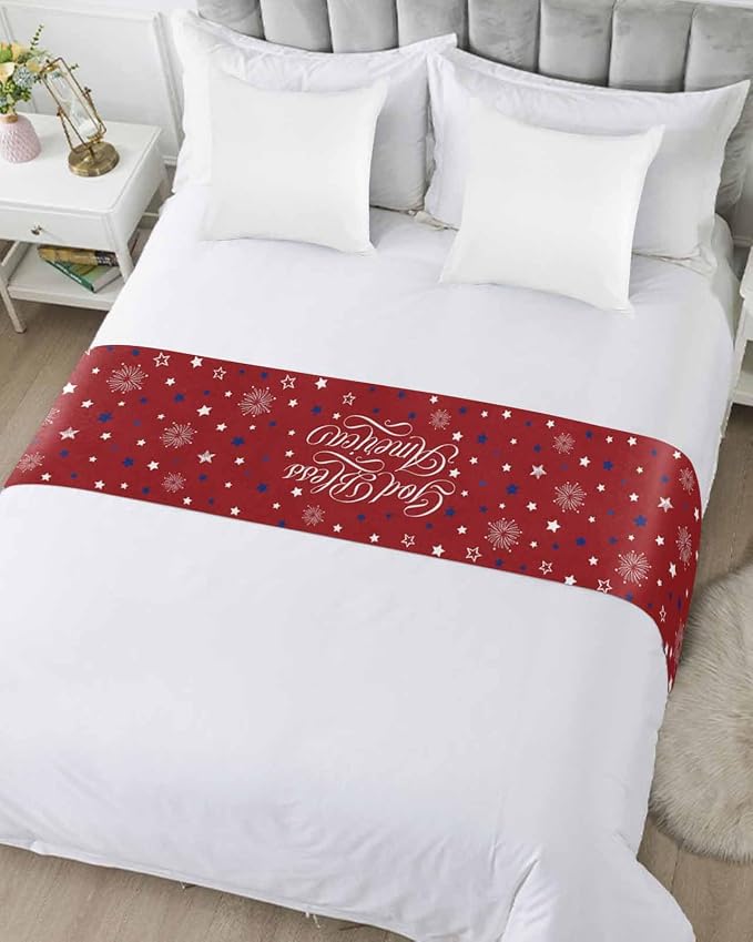 Independence Day Blue White Star Bed Runners - Image 3