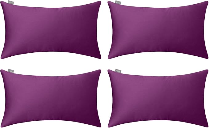 Thmyo 4-Pack 100% Cotton Lumbar Comfortable Solid Decorative Throw Pillow Case by Thmyo