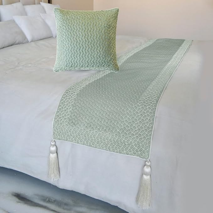 The HomeCentric King/Queen/Twin Blue Designer CA King 86"x18" Bed Runner by TheHomeCentric