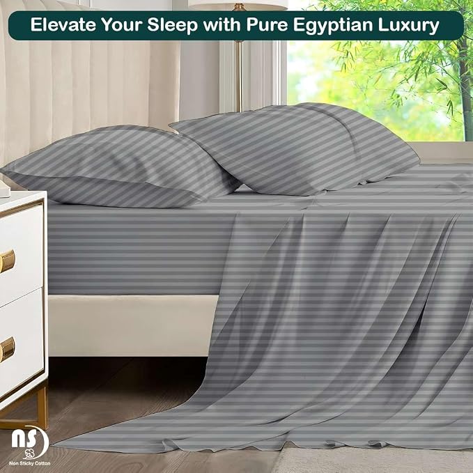 NON Sticky cotton Full Size Sleeper Sofa Sheets, 4 Piece Egyptian Cotton Bed - Image 5