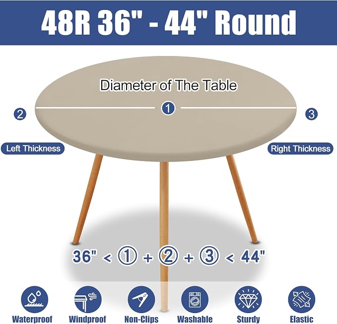 Round Spandex Tablecloth, Elastic Fitted Waterproof Tablecloths - Image 8