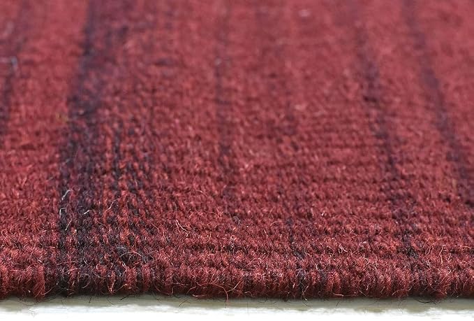Rugsotic Carpets Hand Woven Flat Weave Kilim Wool 6'x9' Area Rug Solid Dark Red - Image 6