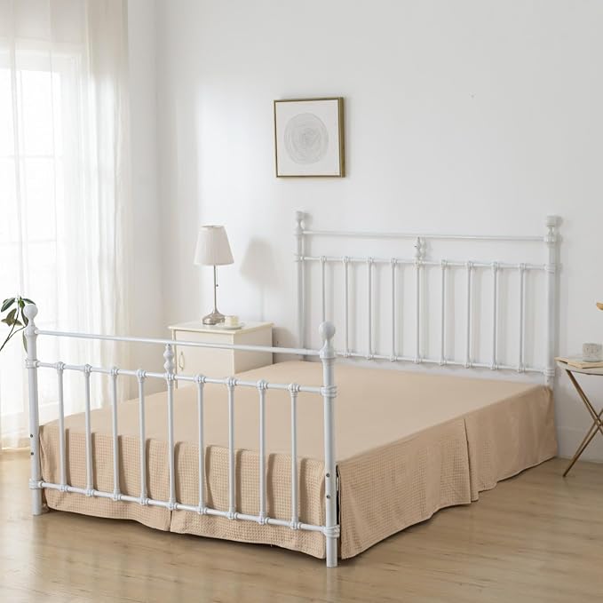 Bed Skirt Full Size, Pleated Waffle Weave Bed Skirt - Image 4