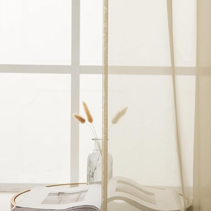 MIULEE Beige Window Sheer Curtains - Image 5
