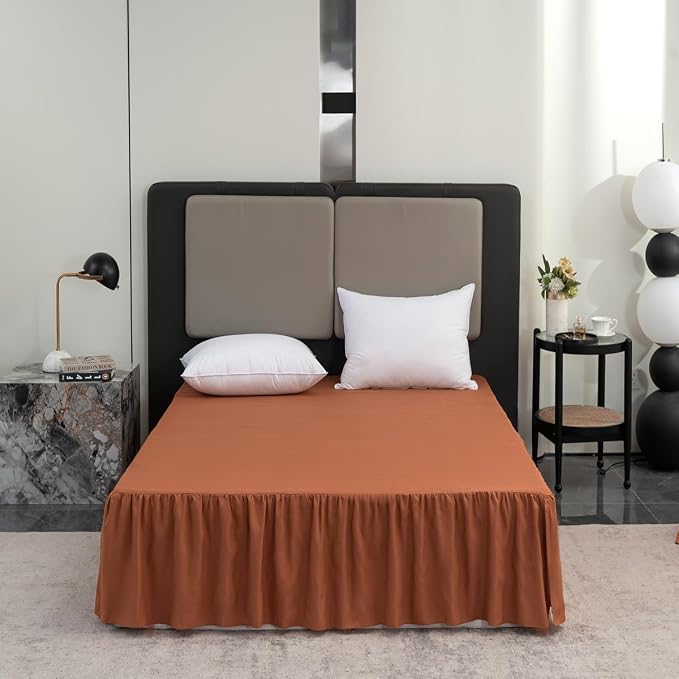 Terracotta Bed Skirt Full Size Ruffled Bed Skirt - Image 6