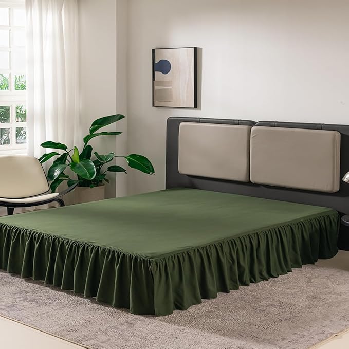 Green Bed Skirt Full Size Ruffled Bed Skirt - Image 6