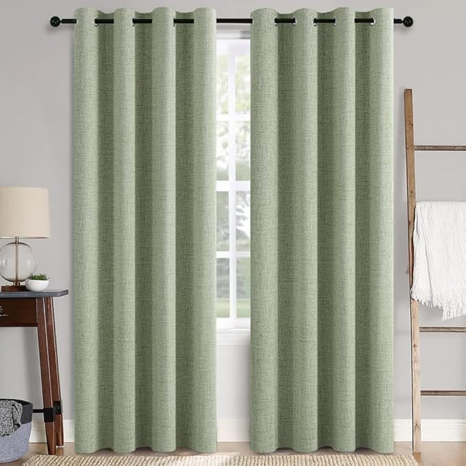 MIULEE Linen Texture Curtains for Bedroom Solid 100% Blackout Thermal Insulated by MIULEE