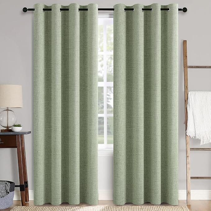 MIULEE Linen Texture Curtains for Bedroom Solid 100% Blackout Thermal Insulated by MIULEE