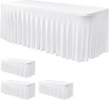 Nasitos White Table Skirt for 8 Foot Rectangle Tables, 4 Pack by Nasitoshomedecor