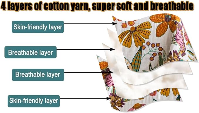 Fall Throw Blanket for Couch Bed Chair, 100% Cotton Muslin Breathable Woven - Image 7