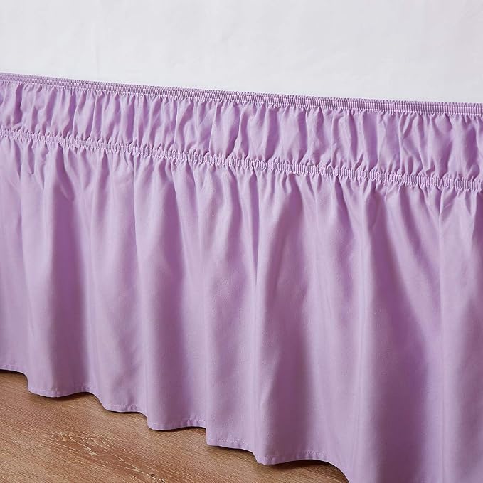 MEILA Wrap Around Bed Skirt Three Fabric Sides Elastic Dust Ruffled 16 Inch - Image 4