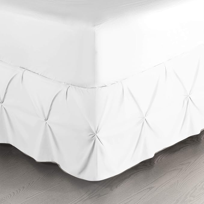 Nestl White Bed Skirt Queen Size, Pinch Pleat Queen Bed Skirt, Hotel Quality by Nestl