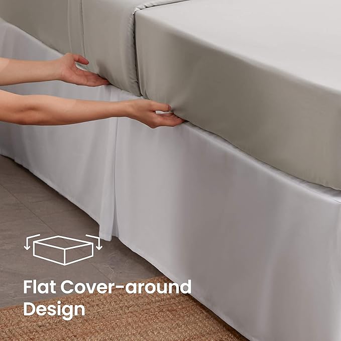 Queen Size Bed Skirt 600 TC Egyptian Cotton 16 Inch Drop Easy Fit - Image 3