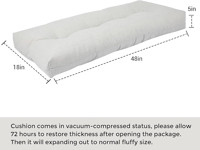 FUNHOME Outdoor Bench Cushion 48 x18 inch - Image 3