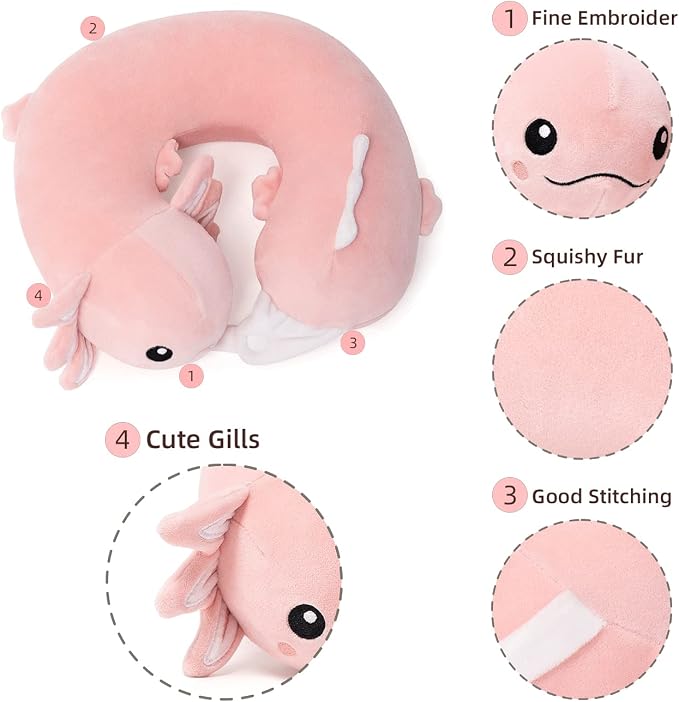 Niuniu Daddy Axolotl Kids Travel Pillow Road Trip Essentials - Image 4