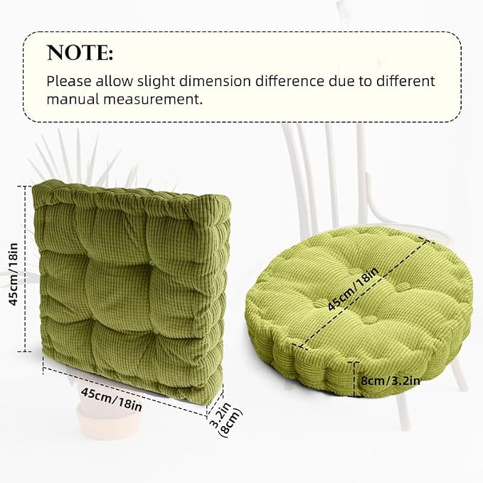 Meditation Floor Pillow Set of 2 Large Square and Round Floor Cushions - Image 2