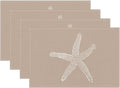 Summer Coastal Placemats Set of 4, Beach Theme Ocean Brown Tan Starfish by Sunshineyan