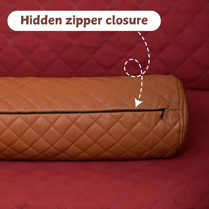 Neck Roll Pillow Cushion Cover, 16x7 Inch Full Moon Round Bolster Pillow Case - Image 5