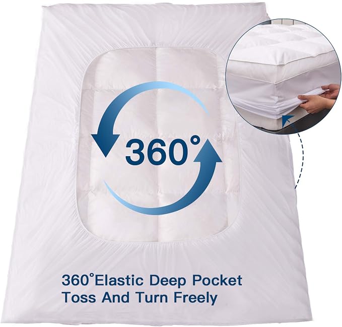 ELEMUSE Twin Size Extra Thick Fusion Goose Down Feather Filled Mattress Topper - Image 4