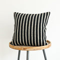 Jonhier Black Striped Boho Throw Pillow Cover, Modern Boucle Textured Square by Jonhier