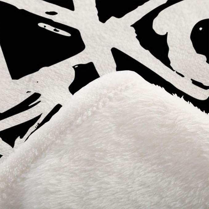 Mugod Black White Pattern Throw Blanket Graffiti Seamless Pattern - Image 6